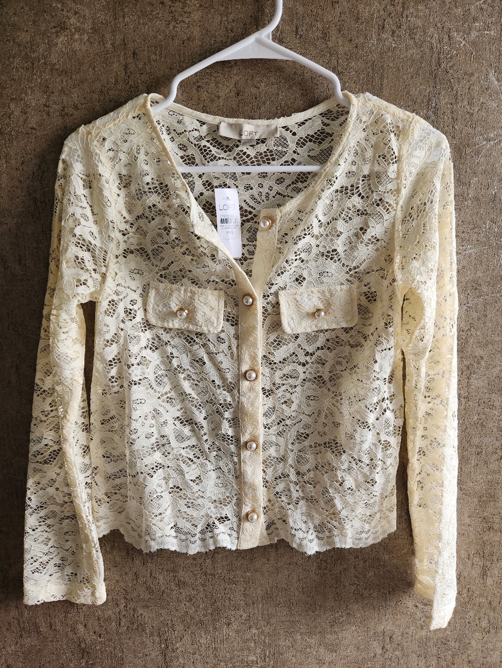 Cream Lace Faux Pearls Top